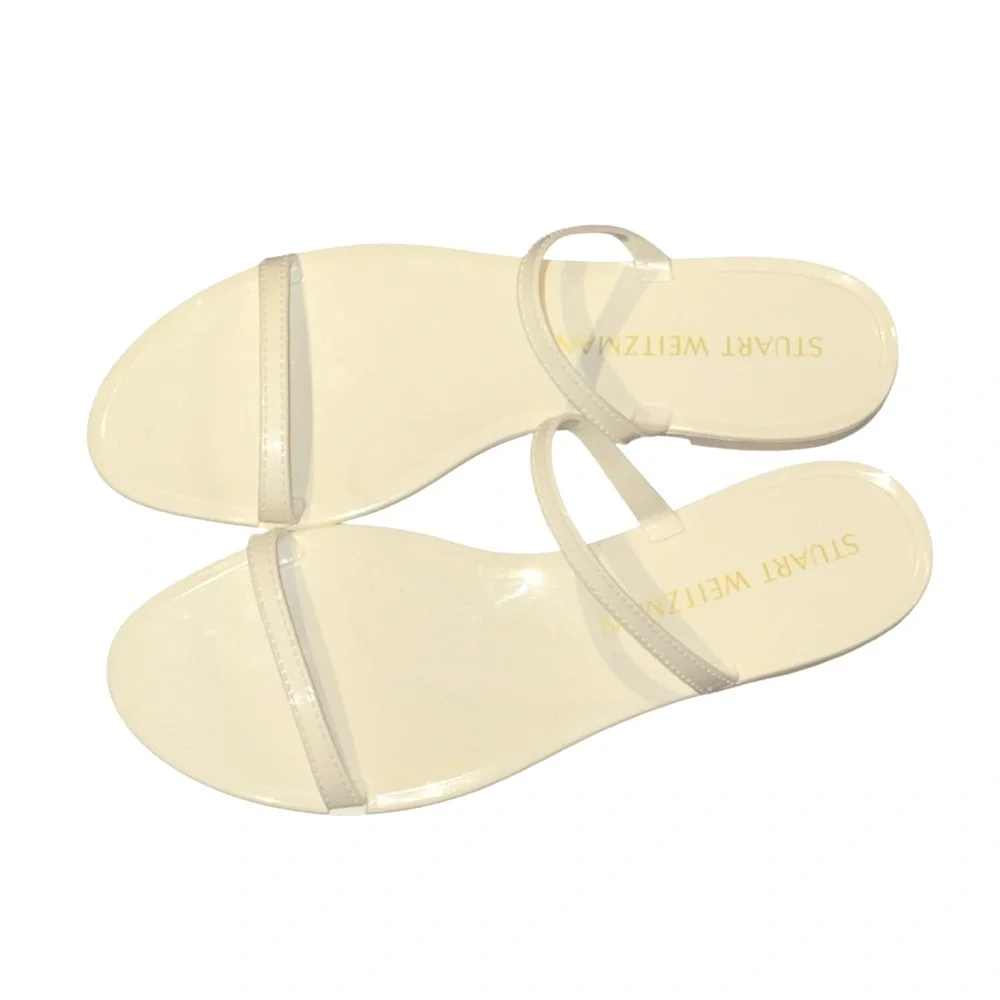 Stuart Weitzman Like-New Sawyer Slide Jelly Sandal in White Sz 10 Worn Once - Picture 4 of 7